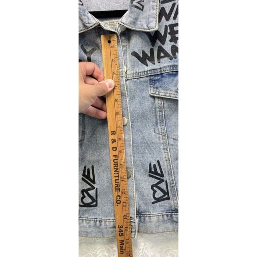 Pre-Loved - Blue Graffiti Jacket - Trendy Distressed Style - Women - See Images - Picture 17 of 17